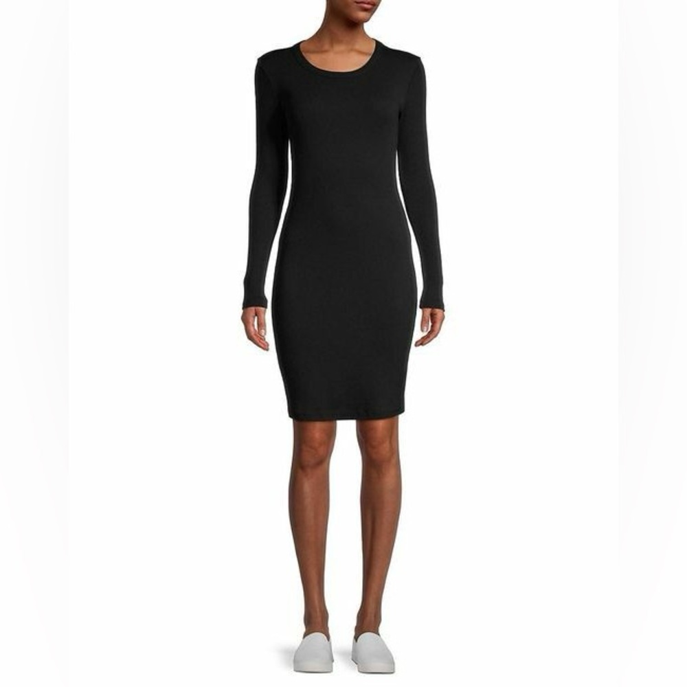 Standard James Perse Classic Black Long Sleeve Ribbed Dress Size 3 Large